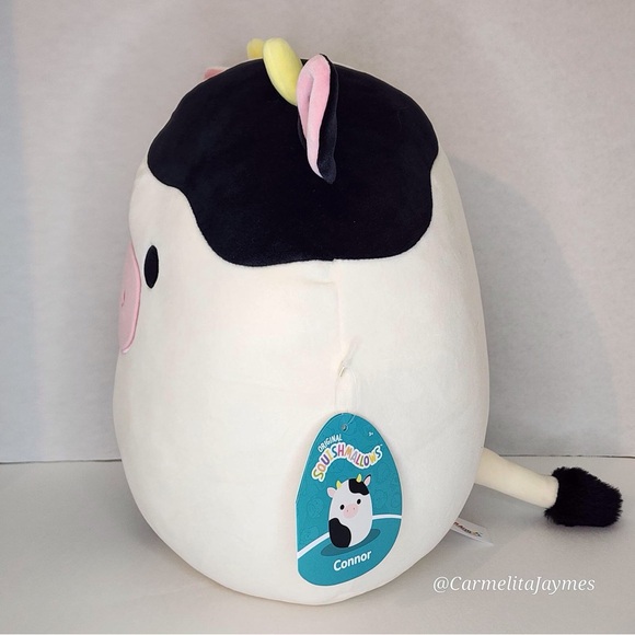 CONNOR 🐮 Black & White Cow Original Squishmallow By Kellytoy ☆ NWT ☆ - Picture 2 of 8